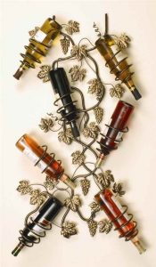 J and J wire bronze grape vine wine rack