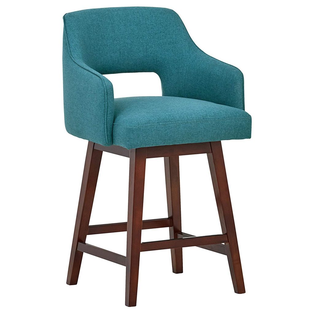 Rivet Malida Mid-Century Open Back Swivel Counter Stool, 37-inches
